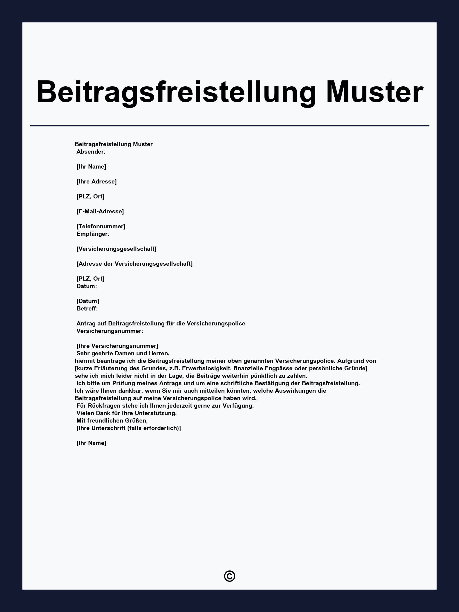 Beitragsfreistellung Muster