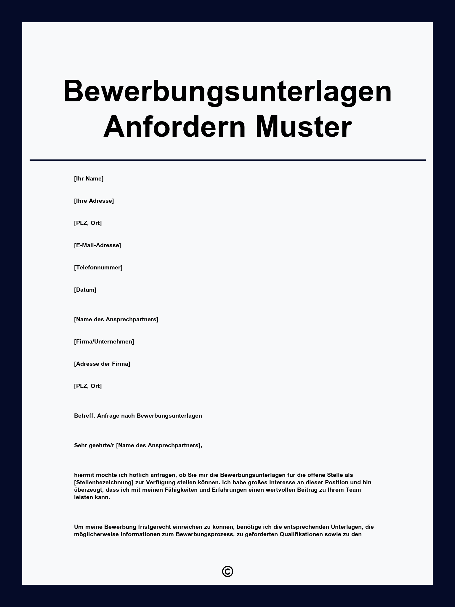 Bewerbungsunterlagen Anfordern Muster