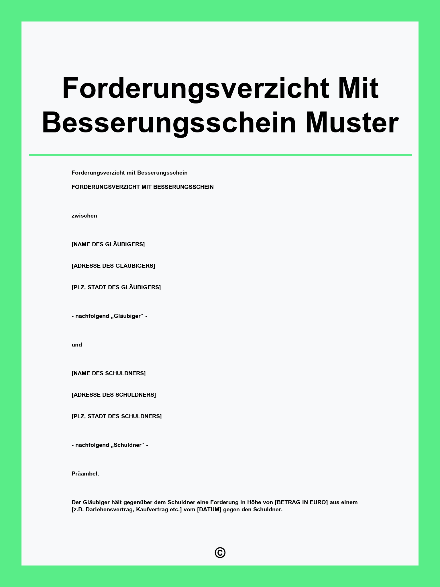 Forderungsverzicht Mit Besserungsschein Muster