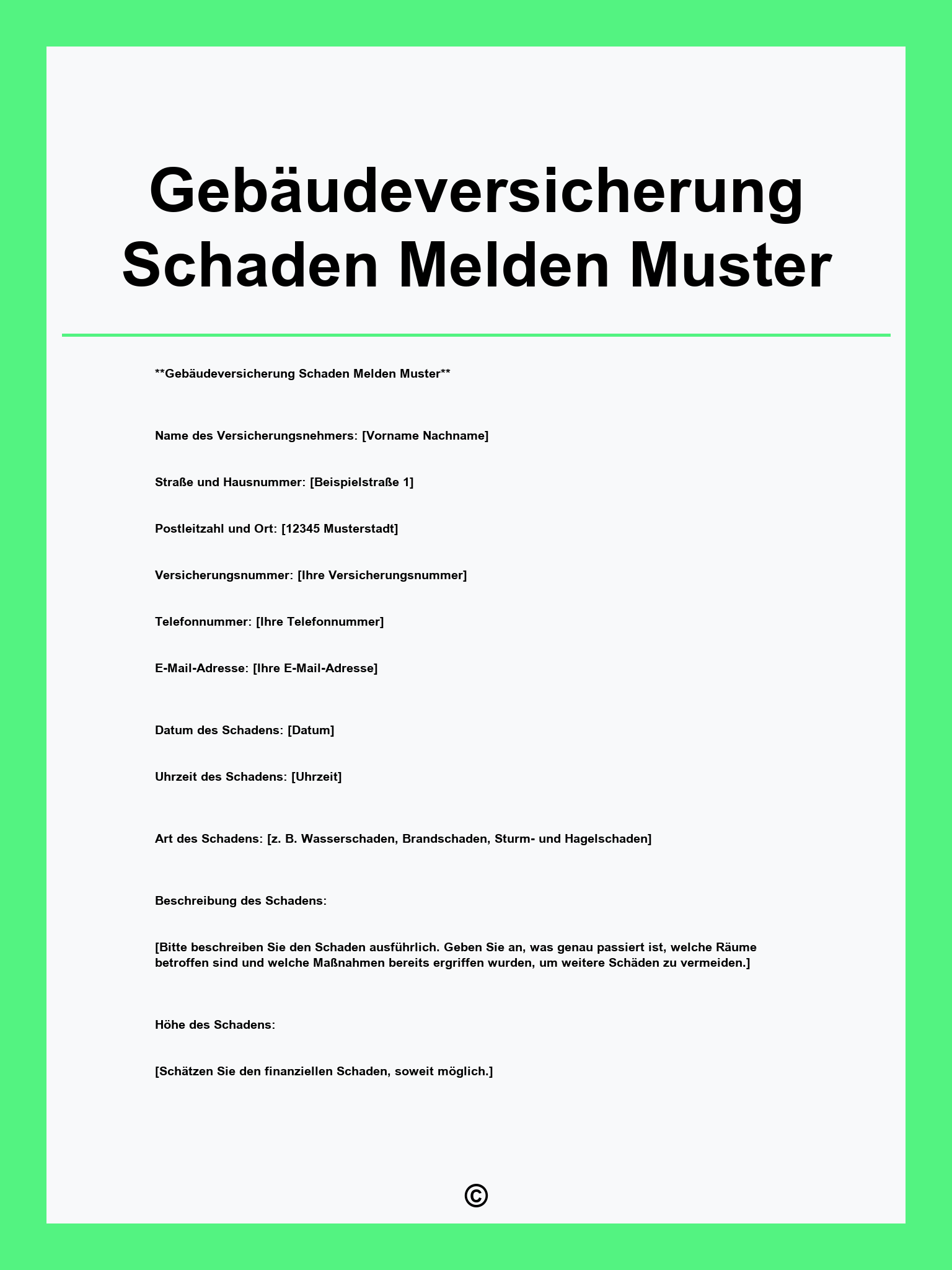 Gebäudeversicherung Schaden Melden Muster