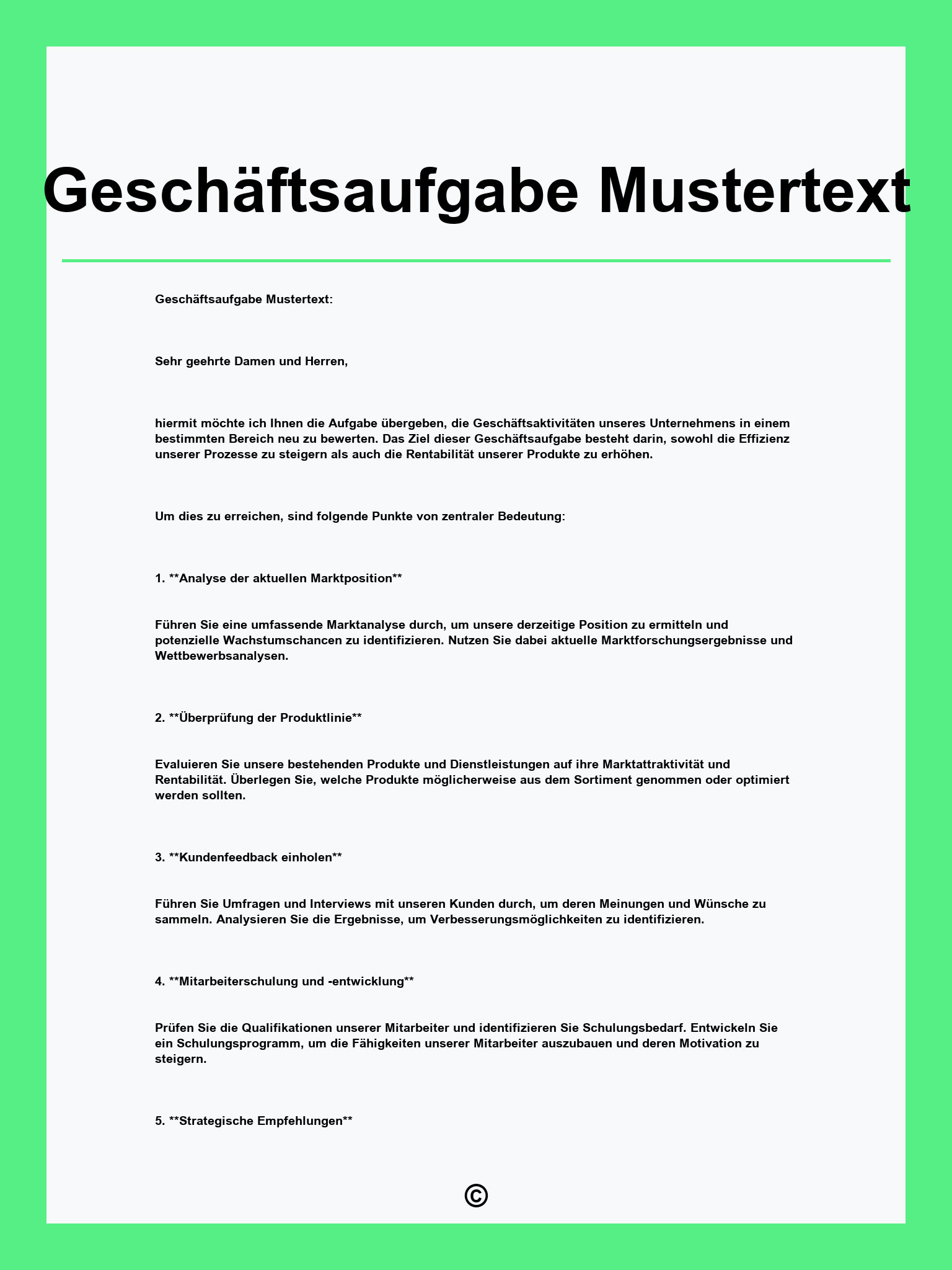 Geschäftsaufgabe Mustertext