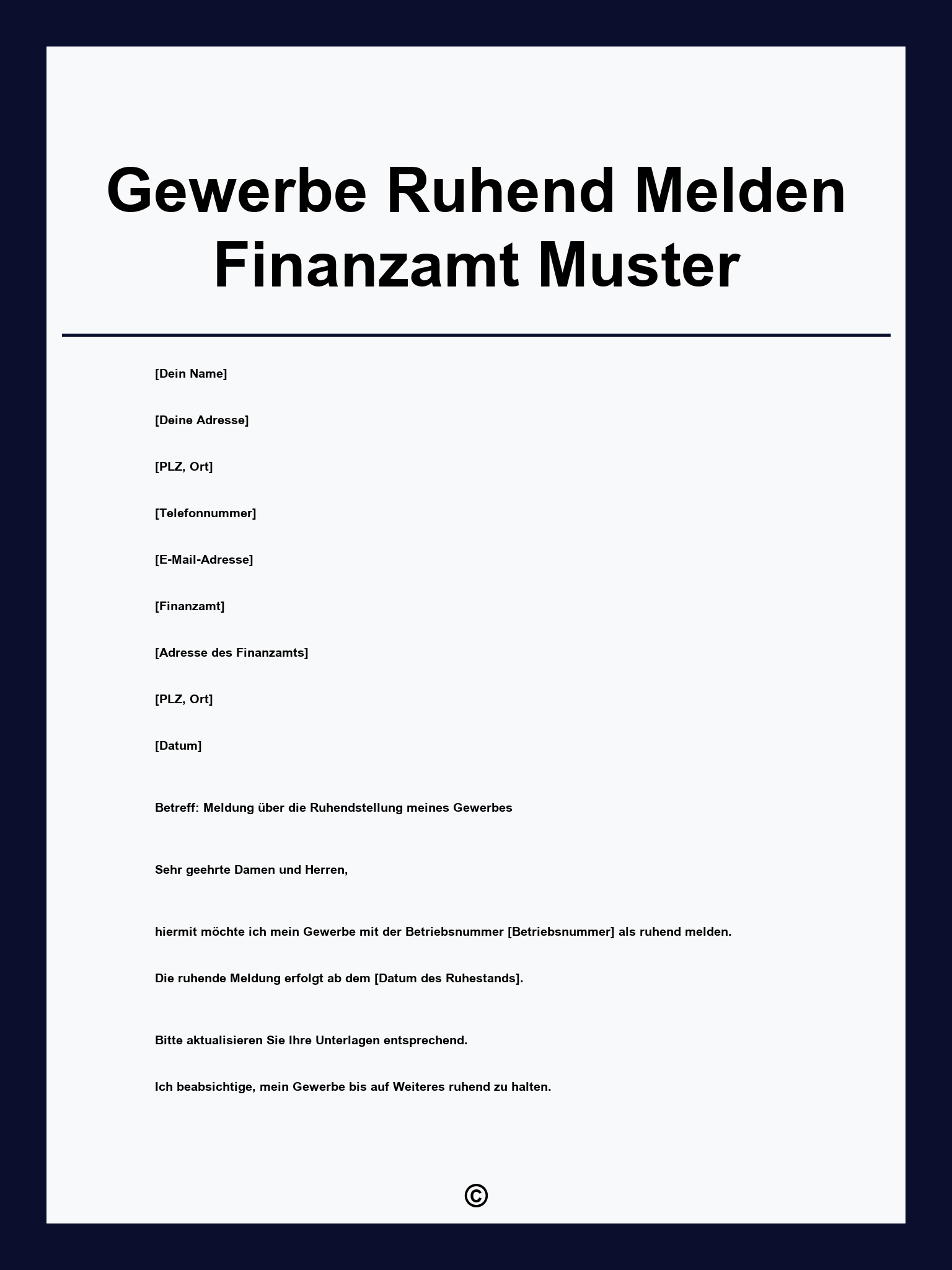 Gewerbe Ruhend Melden Finanzamt Muster
