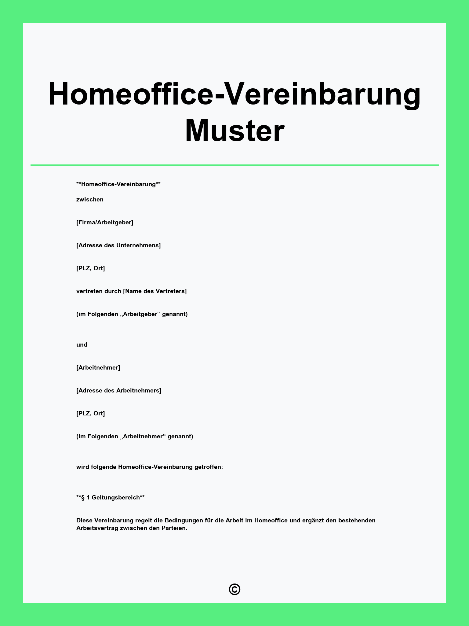 Homeoffice-Vereinbarung Muster