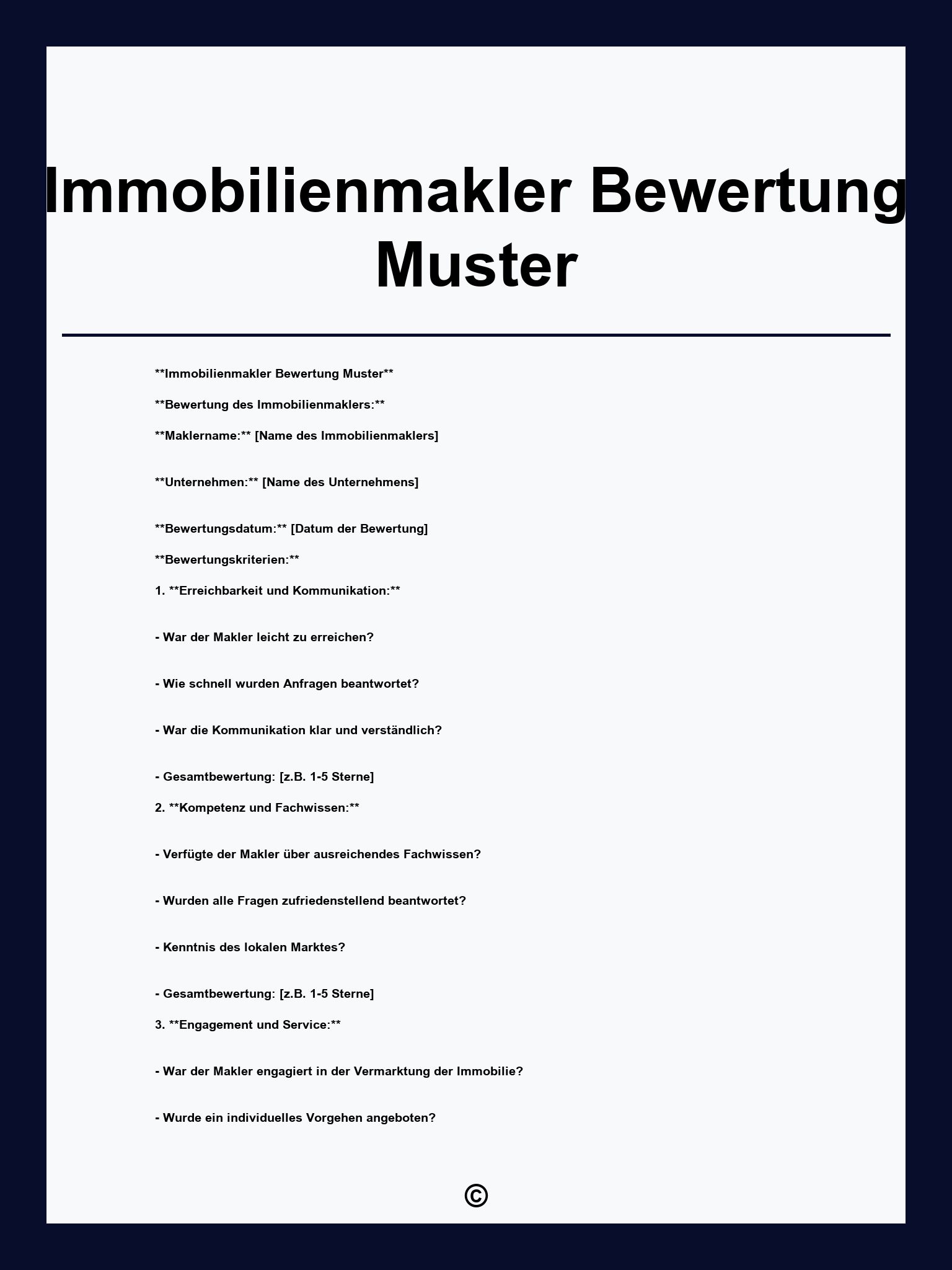 Immobilienmakler Bewertung Muster