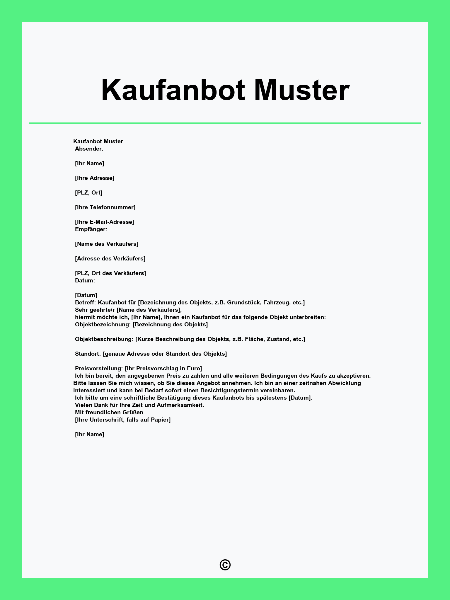 Kaufanbot Muster