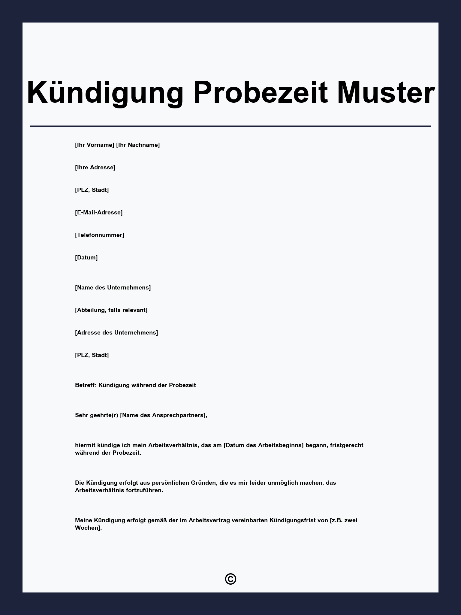 Kündigung Probezeit Muster
