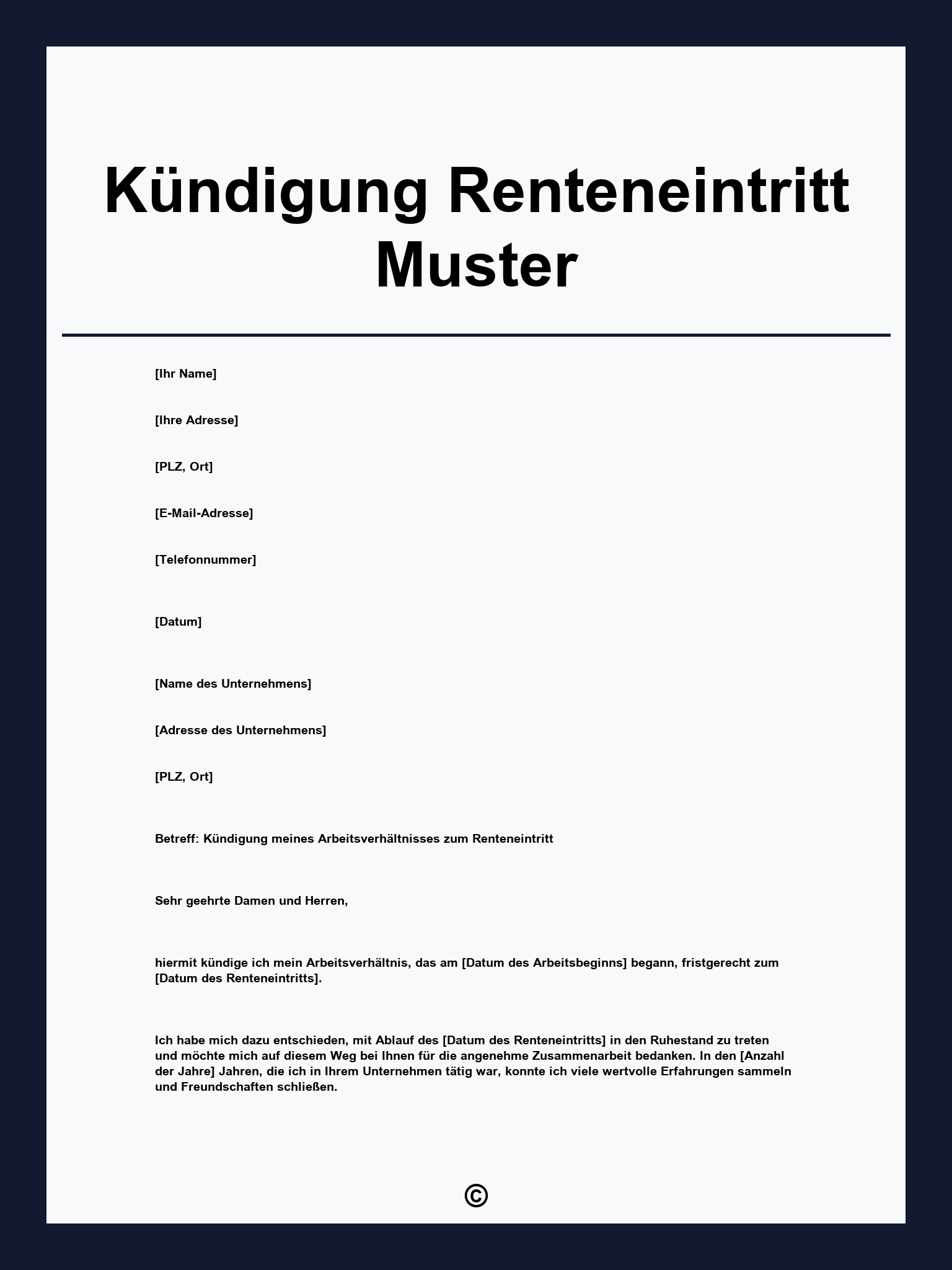 Kündigung Renteneintritt Muster
