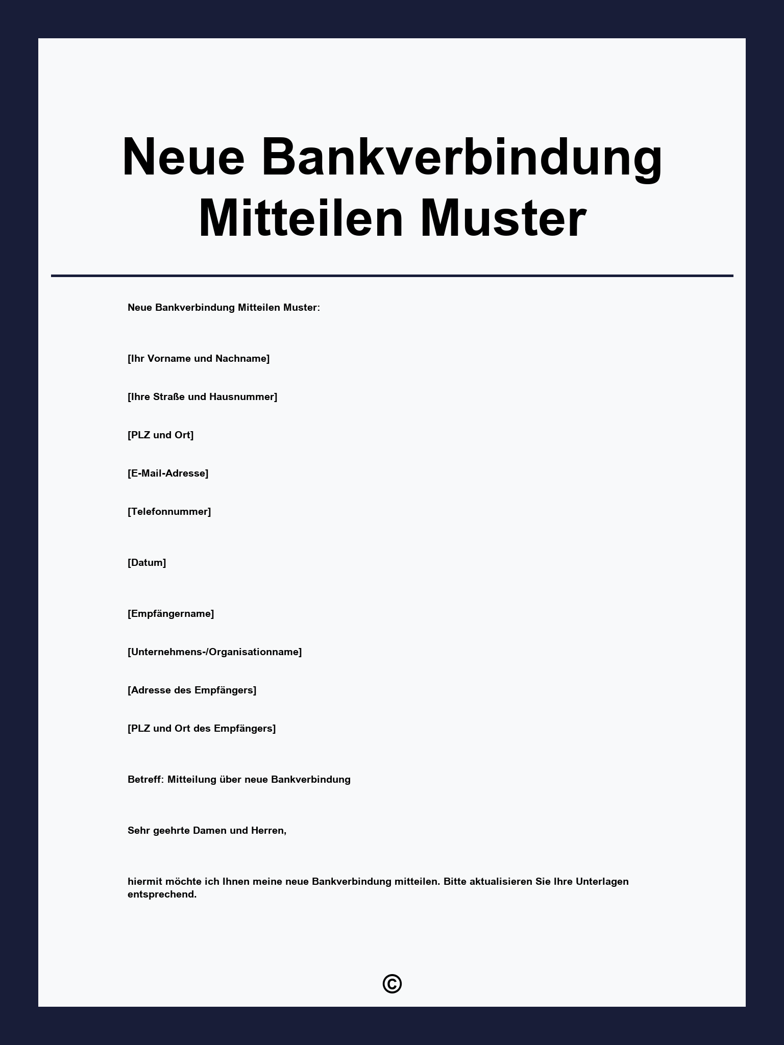 Neue Bankverbindung Mitteilen Muster