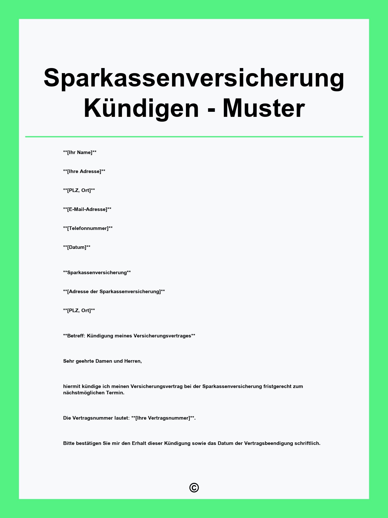 Sparkassenversicherung Kündigen - Muster