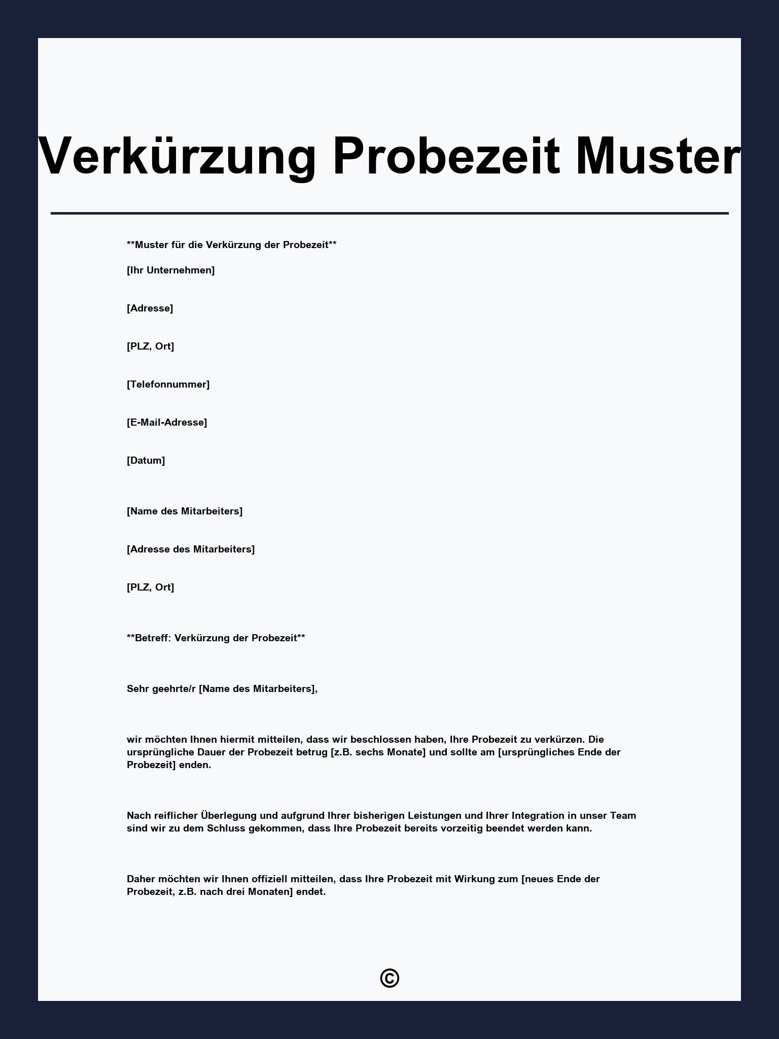 Verkürzung Probezeit Muster