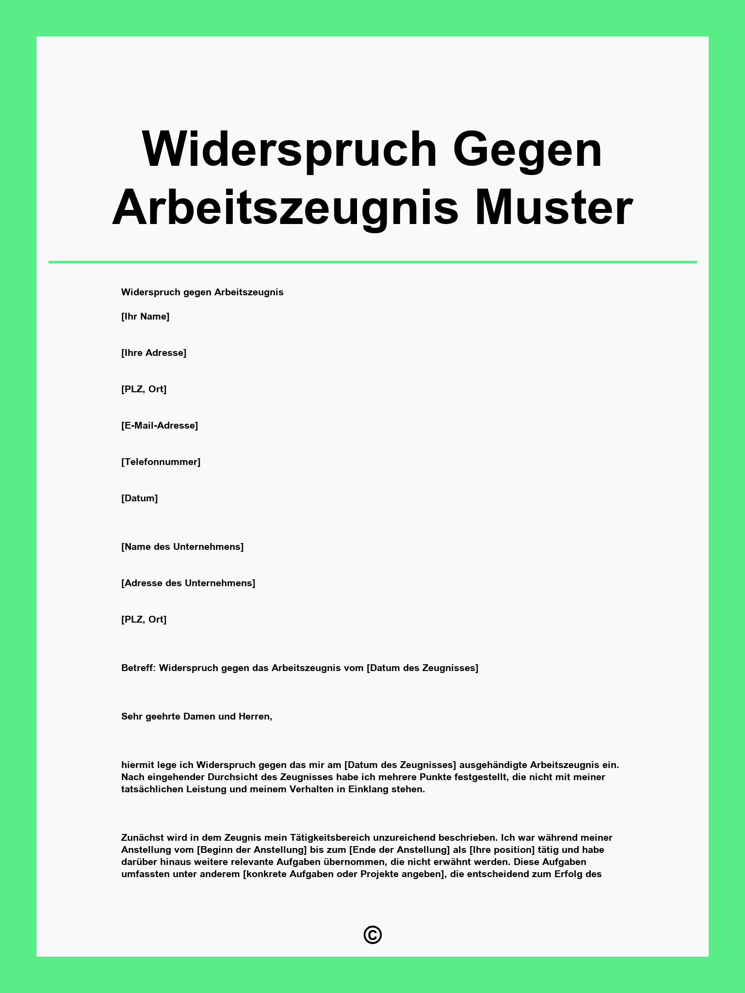 Widerspruch Gegen Arbeitszeugnis Muster